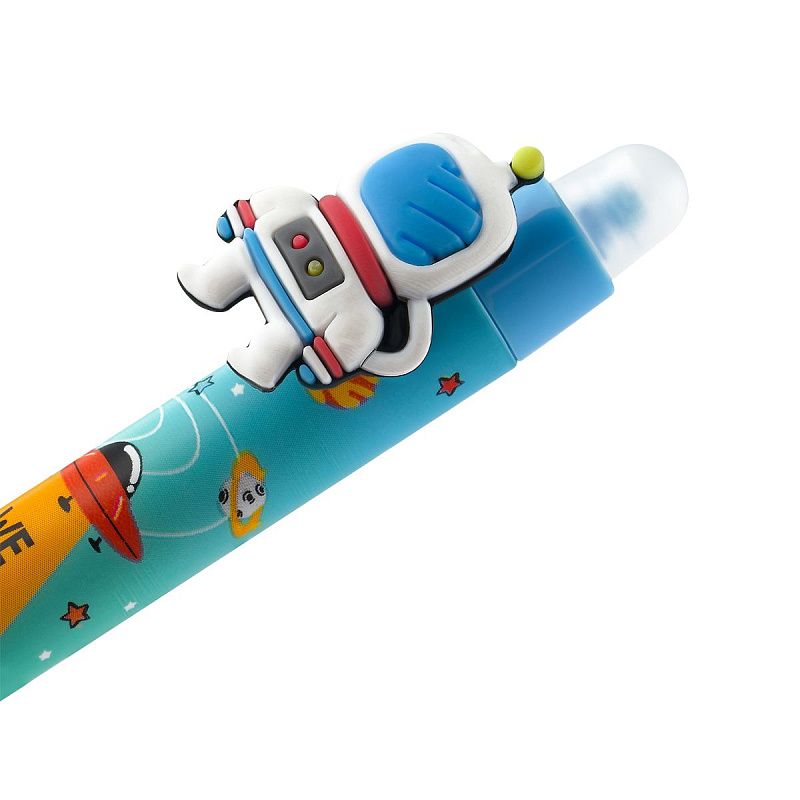 Ручка гелевая стираемая автоматическая MESHU "Space adventure" синяя, 0,5мм, корпус ассорти, с топпером 