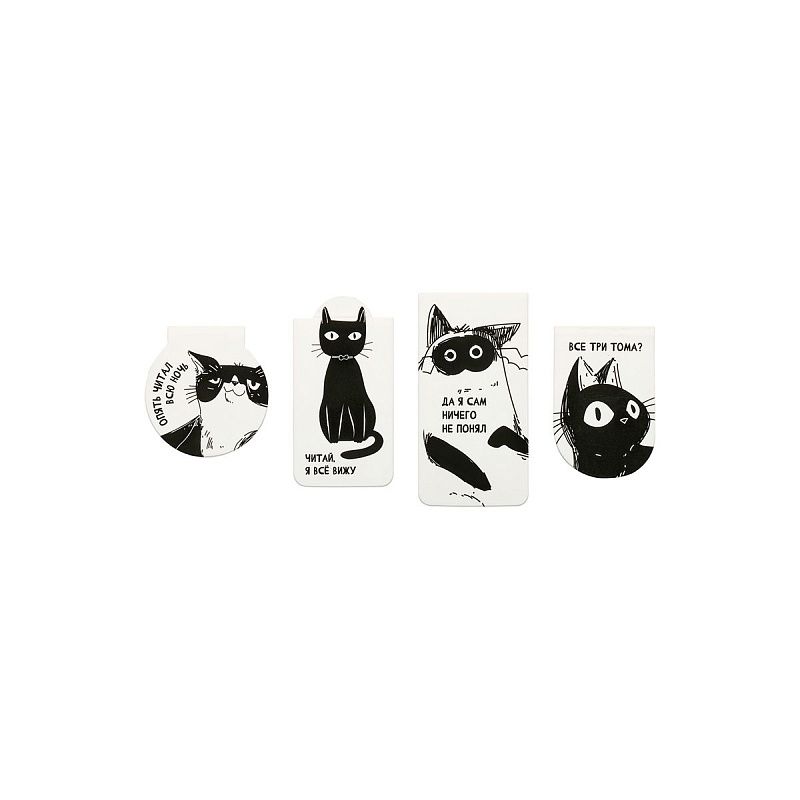 Закладки магнитные для книг, 4шт., MESHU "Meme cat", соф-тач 
