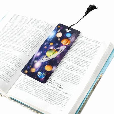Закладка для книг 3D, BRAUBERG, объемная, "Вселенная", с декоративным шнурком-завязкой, 125757 