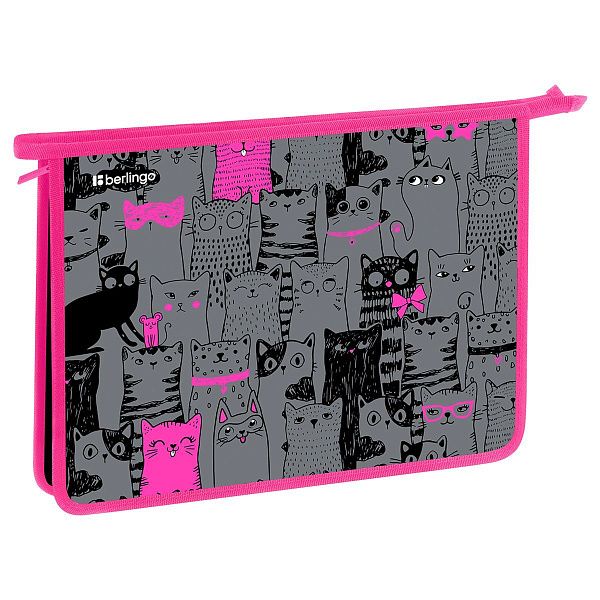 Папка для тетрадей 1 отделение, А4 Berlingo "Happy Cats", 340*245*40 мм, пластик, на молнии