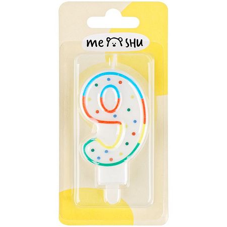 Свеча для торта с держателем MESHU "Цифра 9", 8,5см, блистер