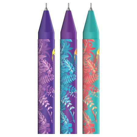 Ручка шариковая автоматическая Berlingo "Flower Art" синяя, 0,7мм, рисунок на корпусе, soft touch, ассорти 