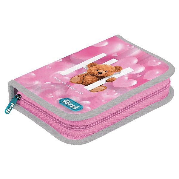 Пенал 1 отделение, 200*140*40 Först "Hi, Bear!", дополнительная откидная секция, полиэстер