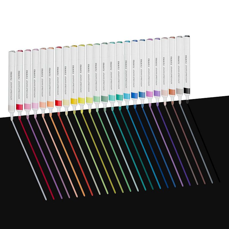 Маркеры акриловые Гамма "Классические", 24 цв., трехгран., пластик.бокс