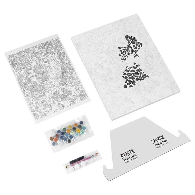 Картина по номерам на холсте с глиттером ТРИ СОВЫ "Пантера", 40*50, с акриловыми красками и кистями