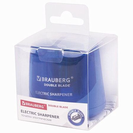 Точилка электрическая BRAUBERG DOUBLE BLADE, двойное лезвие, питание от 2 батареек AA, 229605 