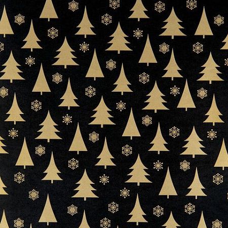 Бумага упаковочная новогодняя "Black&Gold" 70х100 см, 10 дизайнов ассорти, ЗОЛОТАЯ СКАЗКА, 591910