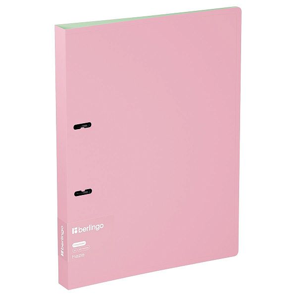 Папка на 2 кольцах Berlingo "Haze" A4, 24мм, 600мкм, D-кольца, с внутр. карманом, розовая, софт-тач