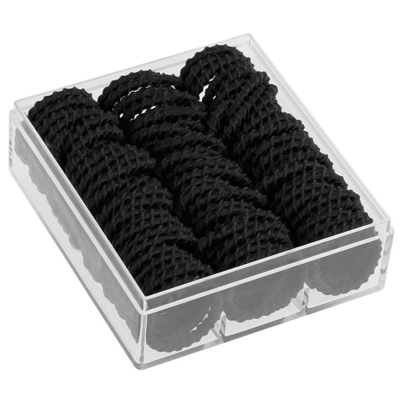 Резинки для волос MESHU, тонкие, черные, диаметр 2см, 90шт., пластиковый бокс