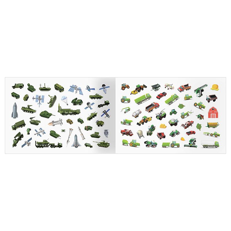 Альбом с наклейками ТРИ СОВЫ "250 наклеек. Спецтехника", А5, 250шт., 6стр.