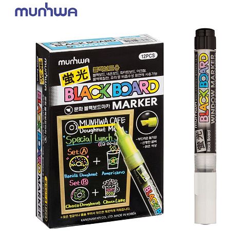 Маркер меловой MunHwa "Black Board Marker" белый, 3мм, водная основа 