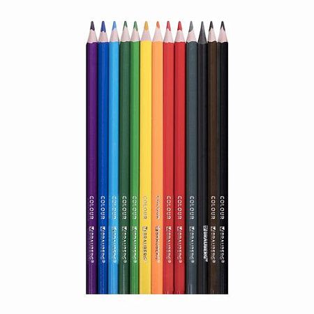 Карандаши цветные пластиковые, BRAUBERG PREMIUM 12 цветов + 1 чернографитный карандаш, трехгранный корпус, грифель 3 мм, 181936
