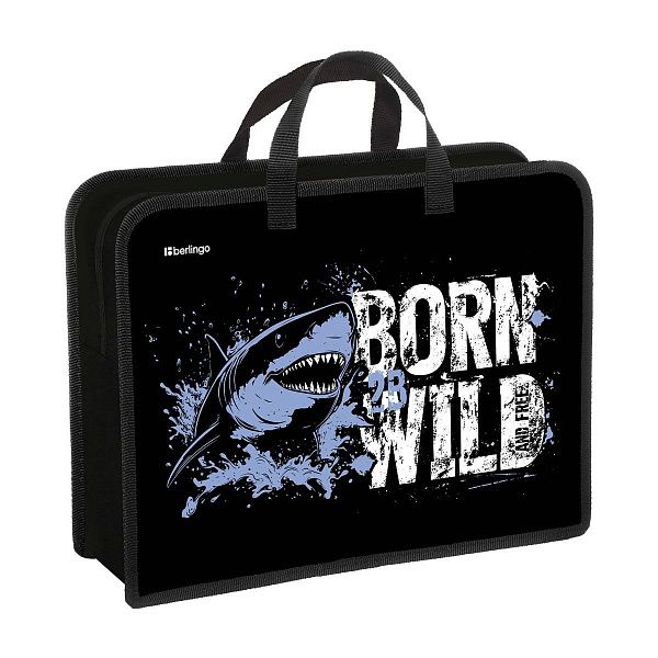 Папка с ручками 1 отделение, А4 Berlingo "Born to be WILD", 340*245*100мм, пластик, на молнии