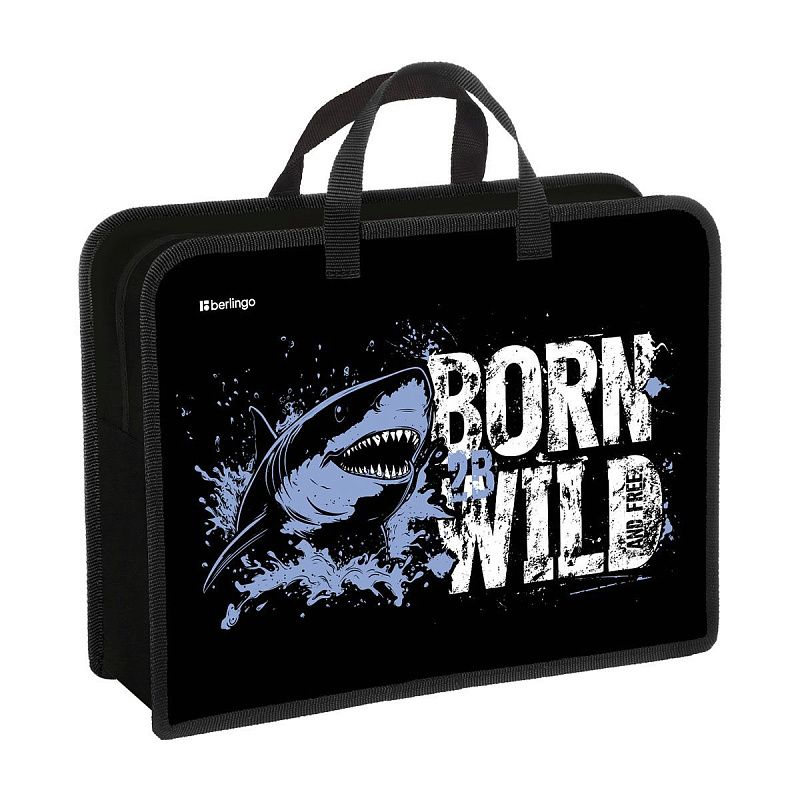 Папка с ручками 1 отделение, А4 Berlingo "Born to be WILD", 340*245*100мм, пластик, на молнии