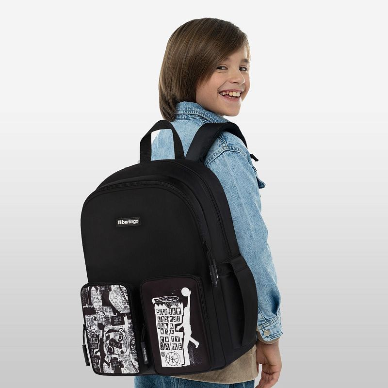 Рюкзак Berlingo UrbanBlack "Street Style" 40*27,5*16см, 2 отделения, 4 кармана, эргономичная спинка 