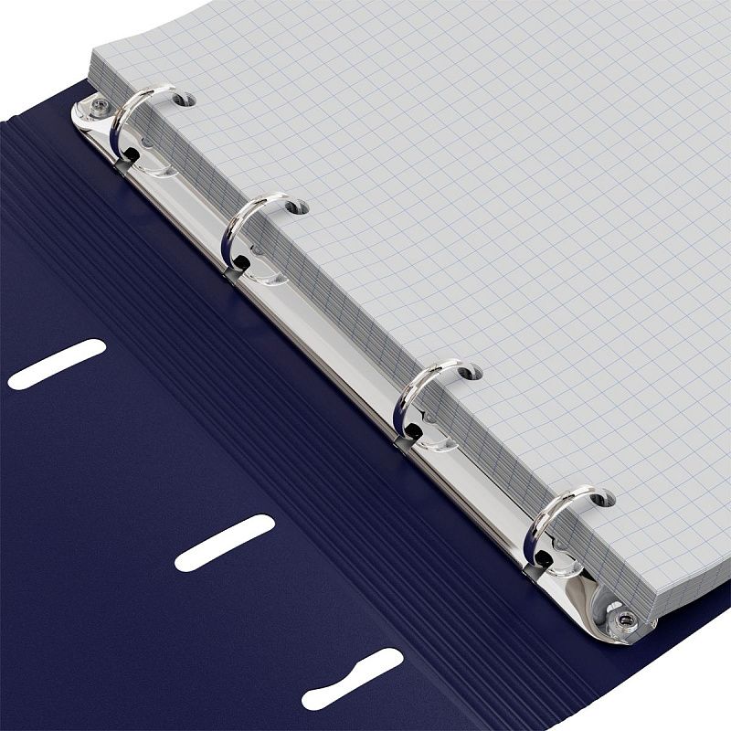 Тетрадь на кольцах А5, 120л., BG "Base", пластиковая обложка, синий, с резинкой