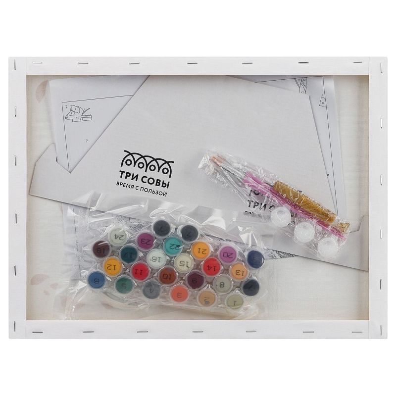 Картина по номерам на холсте с глиттером ТРИ СОВЫ "Лиса с цветами", 30*40, с акриловыми красками и кистями