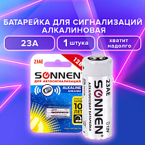 Батарейка SONNEN Alkaline, 23А (MN21), алкалиновая, для сигнализаций, 1 шт., в блистере, 451977