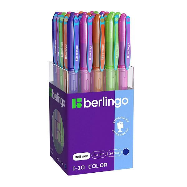 Ручка шариковая Berlingo "I-10 Color" синяя, 0,4мм, корпус ассорти