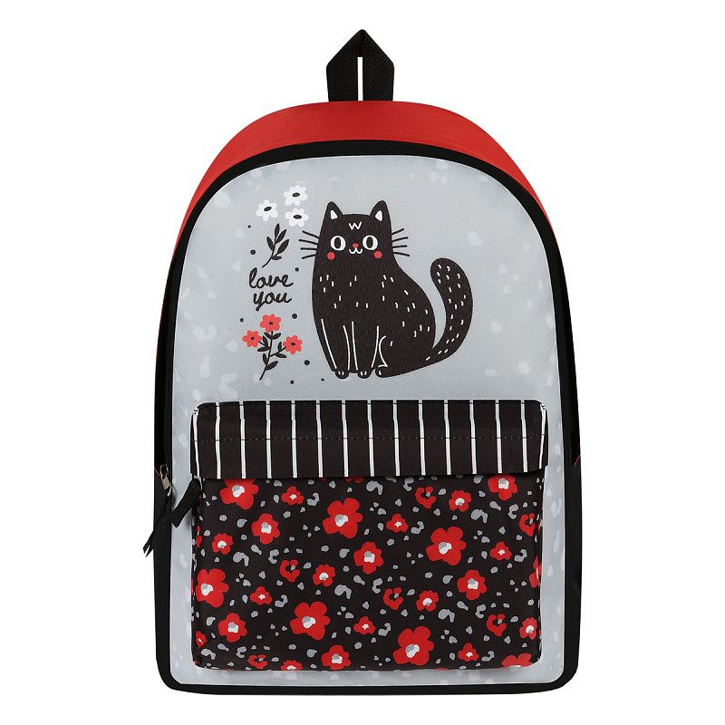 Рюкзак ArtSpace Street "Black Cat with Flowers", 40*29*18см, 1 отделение, 1 карман 