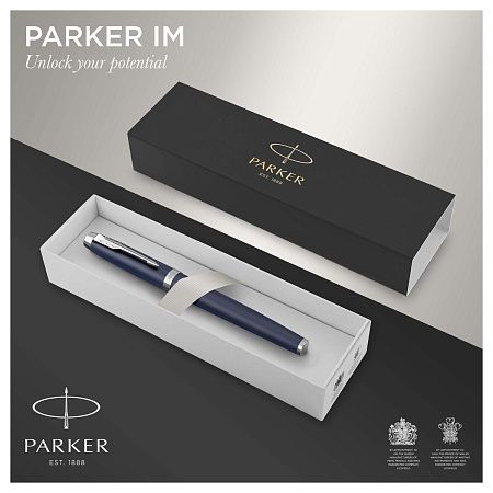 Ручка-роллер Parker "IM Matte Blue CT" черная, 0,8мм, подарочная упаковка 
