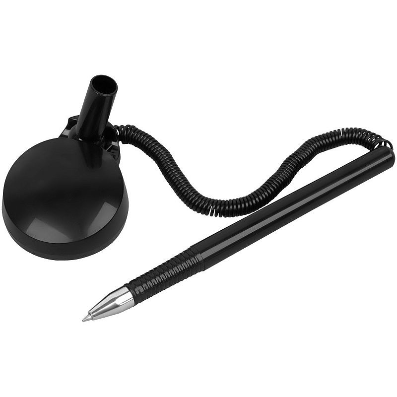 Ручка шариковая настольная OfficeSpace синяя, 0,7мм, черный корпус, черная подставка, европодвес 