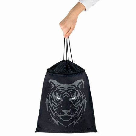 Мешок для обуви BRAUBERG, с петлёй, карман на молнии, 47х37 см, "Tiger", 271610 