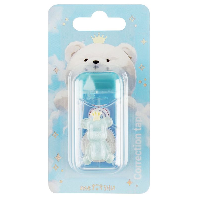 УЦЕНКА - Корректирующая лента MESHU "Bear queen", 6мм*5м, блистер, европодвес, голубой (осн 375441)