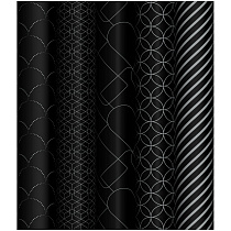 Упаковочная бумага глянц. 70*100см, MESHU "Pattern on black", 80г/м2, ассорти 5 дизайнов