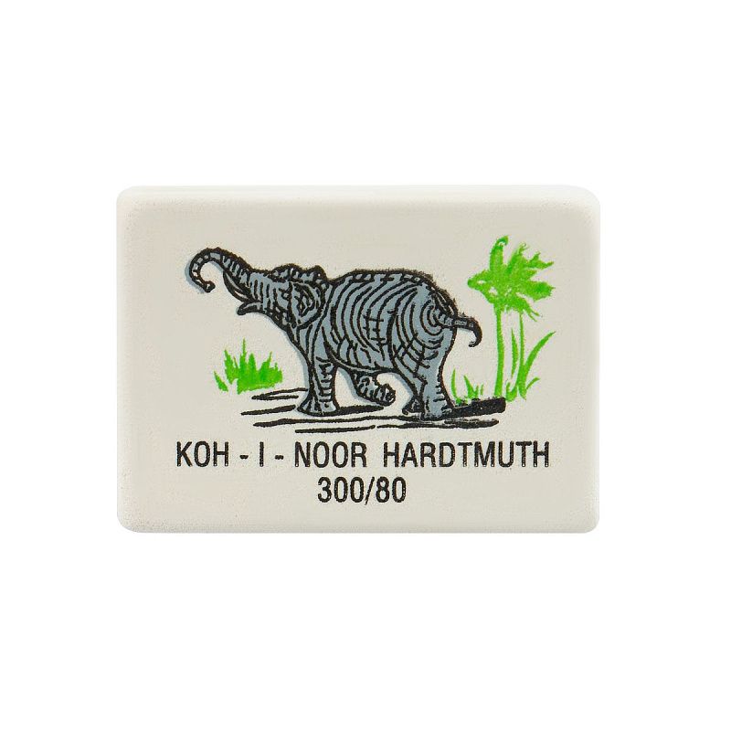 Ластик Koh-I-Noor "Elephant" 300/80, прямоугольный, натуральный каучук, 26*18,5*8мм, цветной 