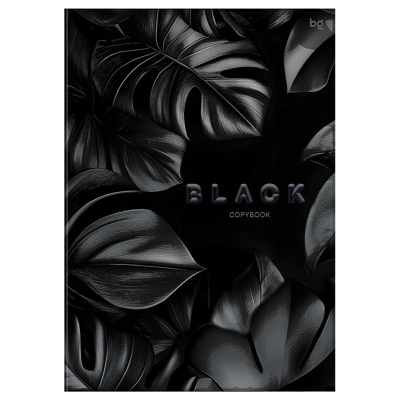 Тетрадь 96л., А4, клетка BG "Just black", soft-touch ламинация, выб. лак