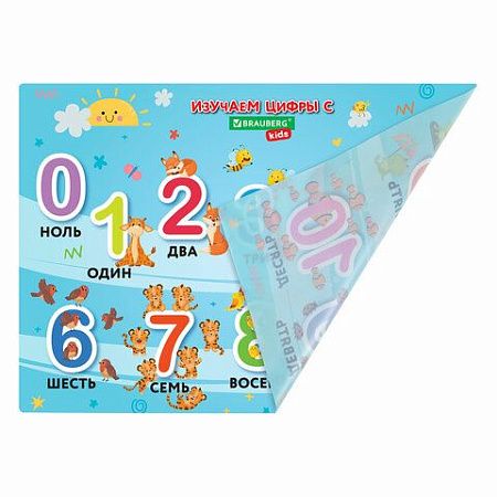 Настольное покрытие BRAUBERG KIDS для труда и творческих занятий, ПВХ, "Numbers", 50х35 см, 272361 
