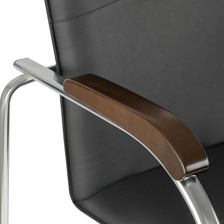 Стул Helmi HL-F03 "Самба", каркас металл хром, экокожа, черный, орех BOX1