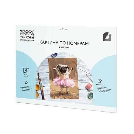 Картина по номерам на картоне ТРИ СОВЫ "Мопс в балетной пачке", 30*40, с акриловыми красками и кистями