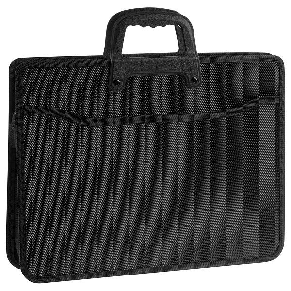 Папка-портфель 2 отделения СТАММ  А4+, 280*370*90мм, 700мкм, черный