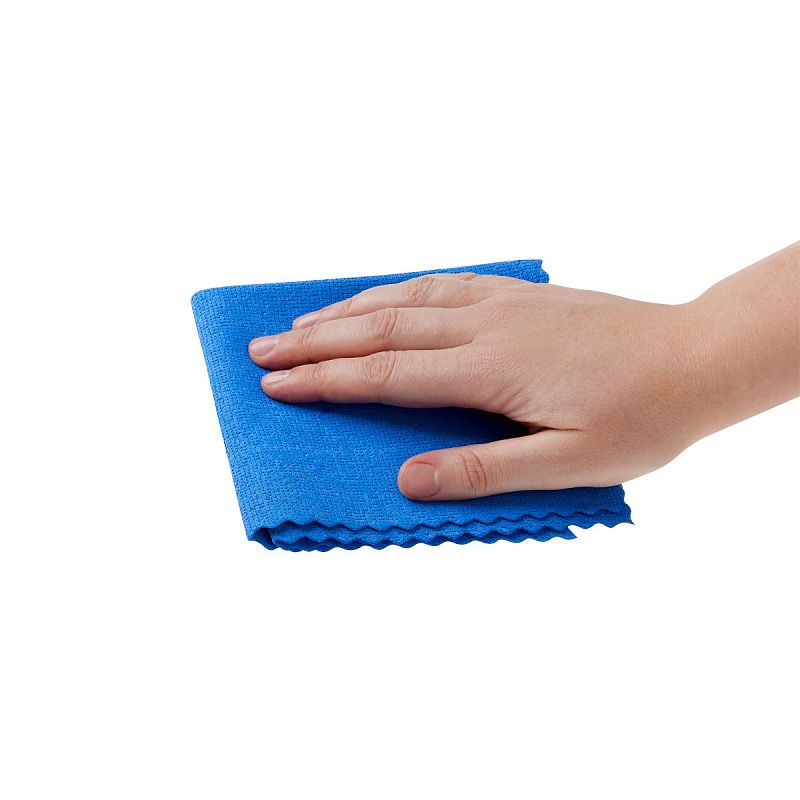 Салфетка для уборки OfficeClean, для сильных загрязнений на стеклах и зеркалах, микрофибра с пропиткой PVA, 30*30см, европодвес, синяя