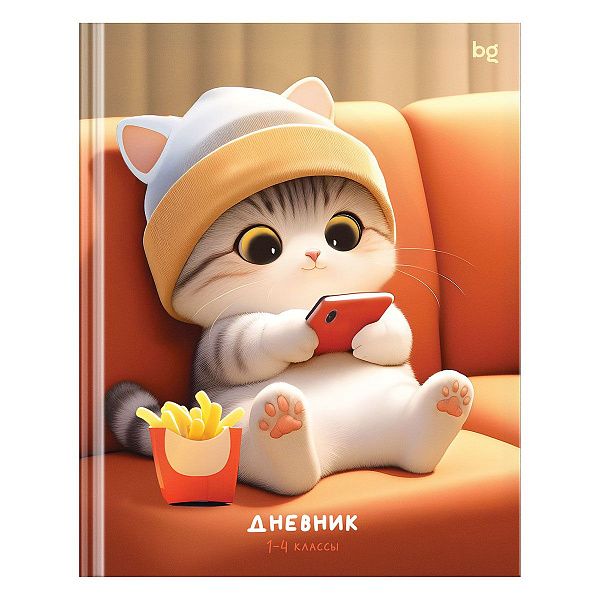Дневник 1-4 кл. 48л. (твердый) BG "Чилловый котик"