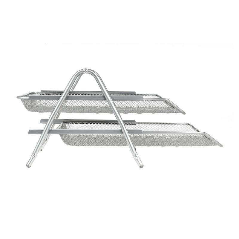 Лоток для бумаг горизонтальный СТАММ, 2 секции, металл, серебристый