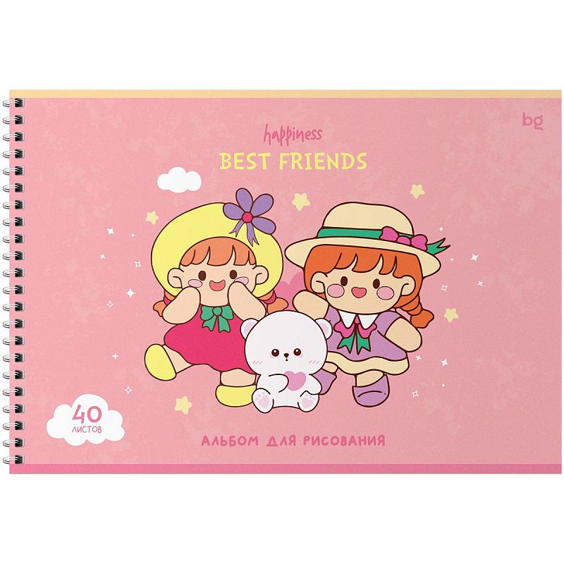 Альбом для рисования 40л., А4, на гребне BG "Лучшие друзья"