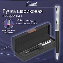 Ручка подарочная шариковая GALANT HECTOR, корпус черный/серебро, детали серебро, узел 0,7 мм, линия письма 0,5 мм, синяя, 144173