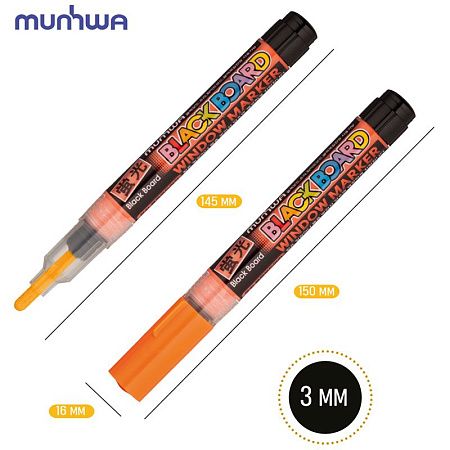 Маркер меловой MunHwa "Black Board Marker" оранжевый, 3мм, водная основа 