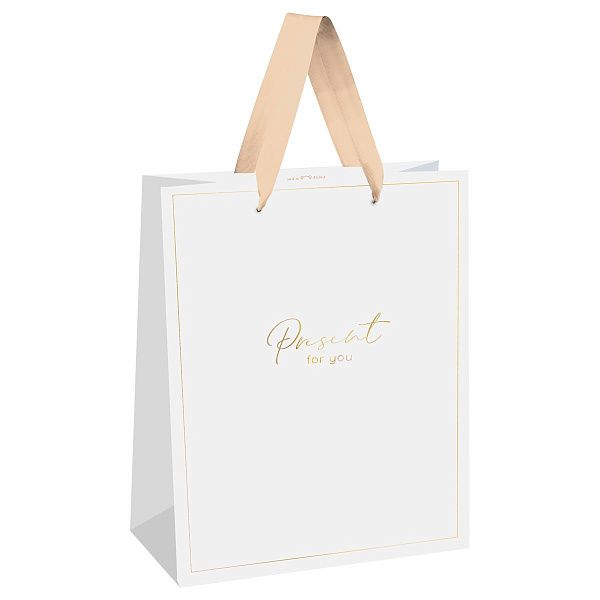 Пакет подарочный 18*23*10см MESHU "White elegance", фольга, матовая ламинация