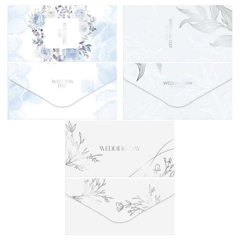 Конверт для денег MESHU "Wedding" 85*164мм, матовая ламинация, фольга, 3 дизайна