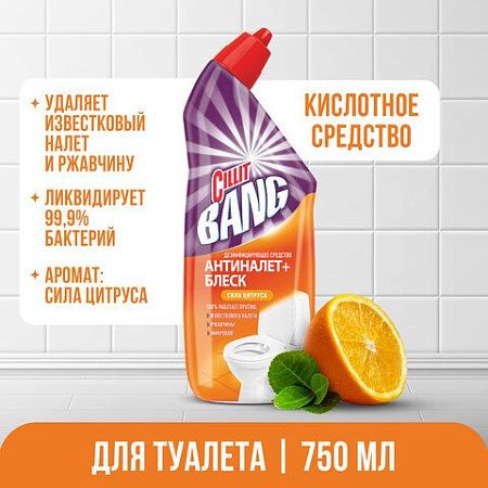 Средство для уборки туалета дезинфицирующее 750 мл CILLIT BANG "Антиналет+Блеск", Сила Цитруса, 07820, 8149770 