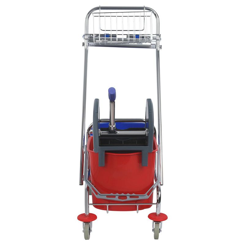 УЦЕНКА - Тележка уборочная OfficeClean Professional 2 секции, 15л, отжим, корзина, держ. д/мусор. мешка (осн 375549)