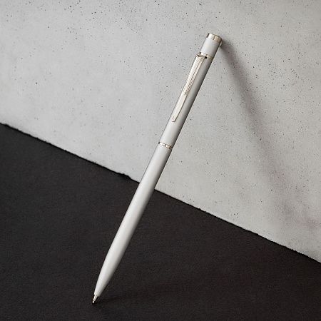 Ручка шариковая Luxor "Sleek" синяя, 0,7мм, корпус серый металлик, поворотный механизм, футляр 