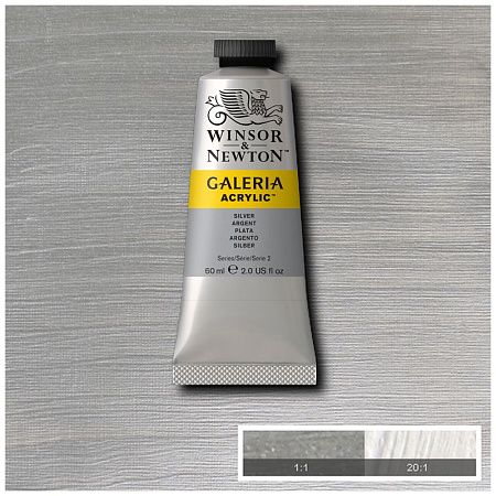 Краска акриловая художественная Winsor&Newton "Galeria", 60мл, туба, серебрянный металлик