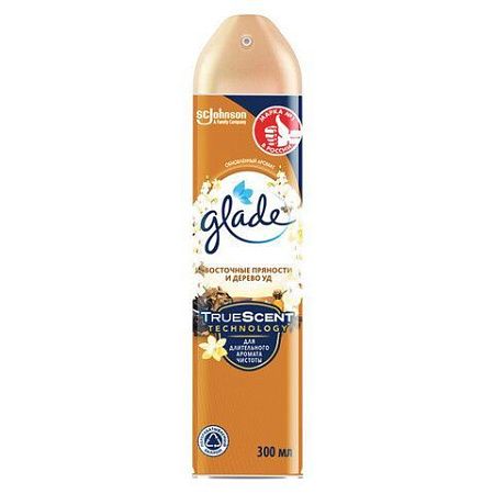 Освежитель воздуха аэрозольный 300мл GLADE "Восточные пряности и дерево уд", ш/к 3362, 864956 