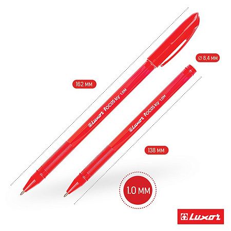 Ручка шариковая Luxor "Focus Icy" красная, 1,0мм 