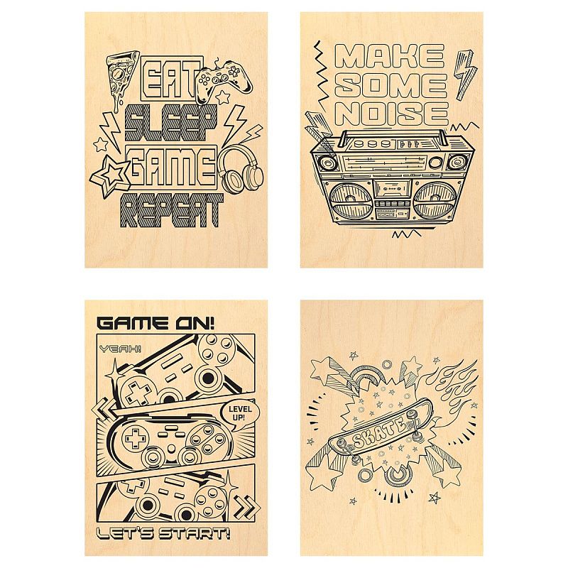 Набор досок для выжигания и росписи по дереву ТРИ СОВЫ "Главный герой", 4шт., 15*21см, пакет с европодвесом